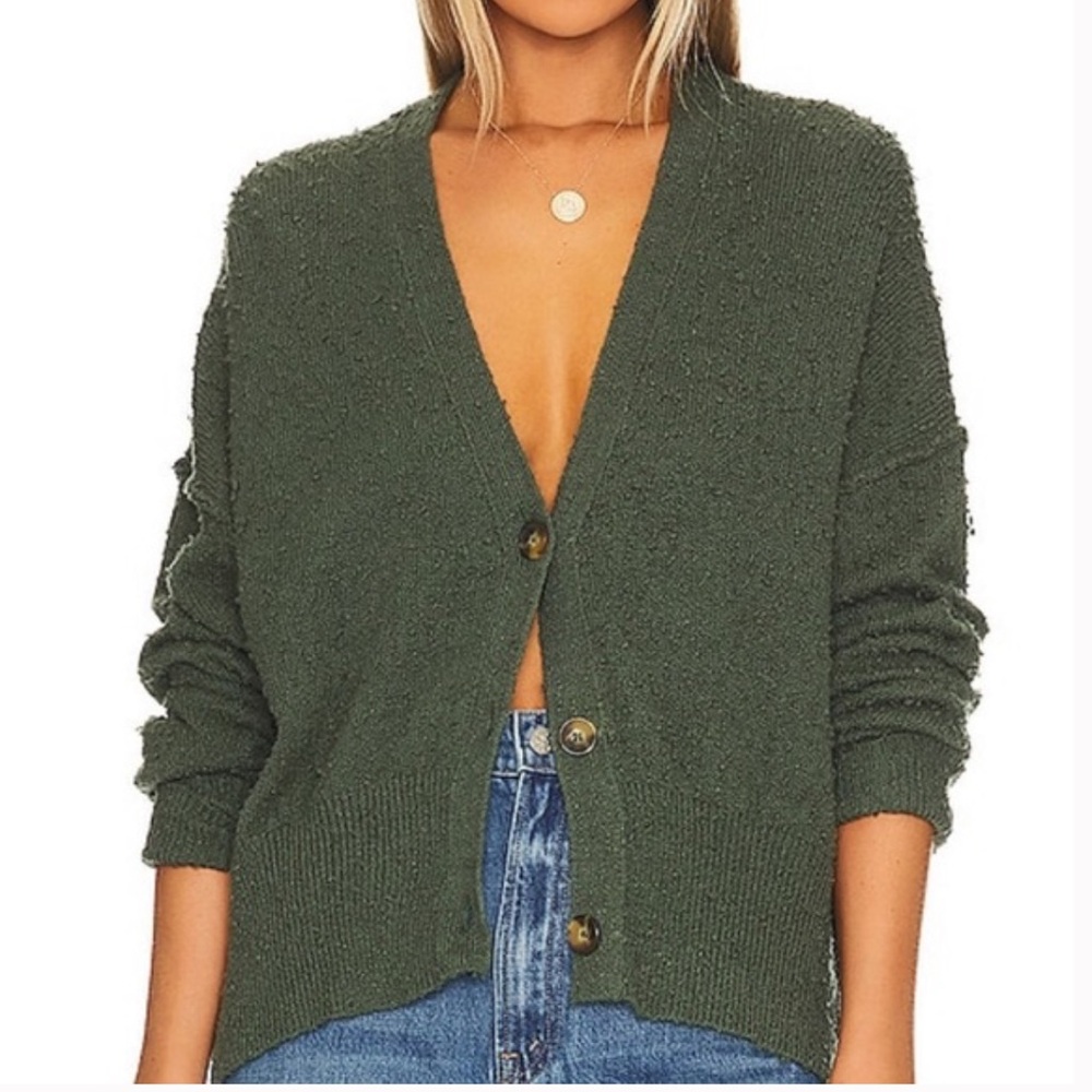 Free People Found My Friend Cardi in Kelp Green
